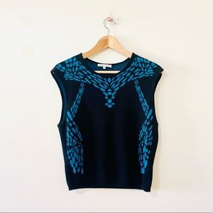 Rebecca Minkoff Knit top sleeveless shirt vest black blue Medium